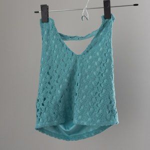Crocheted Teal Crop top, halter